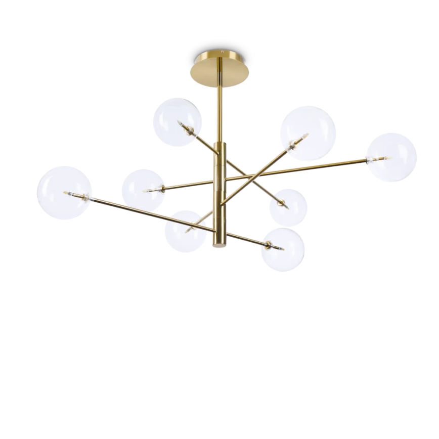 Ideal Lux - LED Luster na tyči EQUINOXE 8xG4/2W/230V pr. 128 cm mosadz/číra