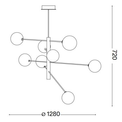 Ideal Lux - LED Luster na tyči EQUINOXE 8xG4/2W/230V pr. 128 cm mosadz/číra