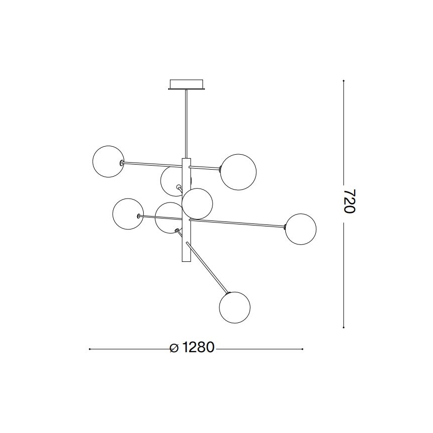 Ideal Lux - LED Luster na tyči EQUINOXE 8xG4/2W/230V pr. 128 cm mosadz/číra
