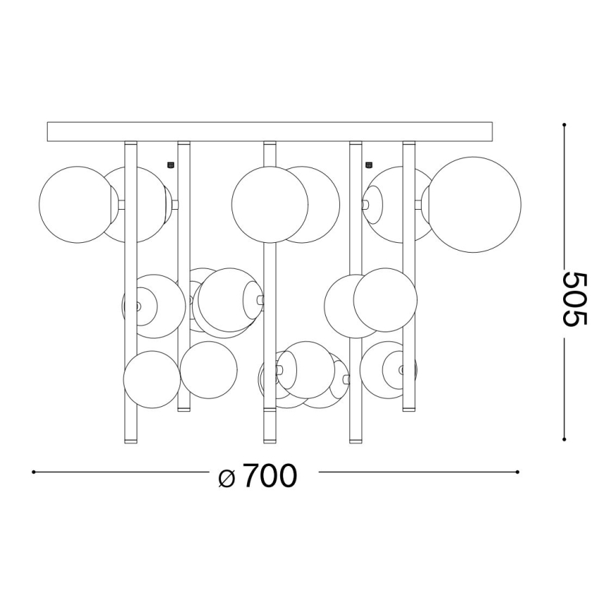 Ideal Lux - LED Luster na tyči PERLAGE 18xG9/3W/230V pr. 70 cm čierna/dymová