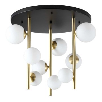 Ideal Lux - LED Luster na tyči PERLAGE 9xG9/3W/230V pr. 55 cm zlatá/biela