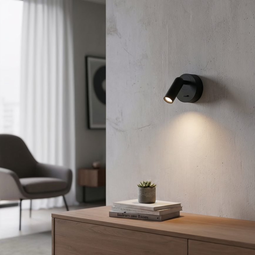 Ideal Lux - LED Nástenné bodové svietidlo BEAN LED/3W/230V CRI 90 čierna