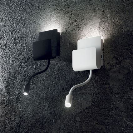 Ideal Lux - LED Nástenné bodové svietidlo s flexibilnou lampičkou PROBE LED/9,5W/230V USB CRI 90 čierna