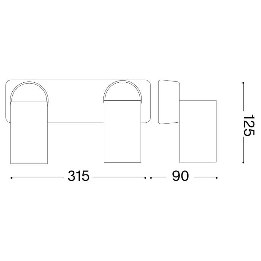 Ideal Lux - LED nástenné bodové svietidlo RUDY 2xGU10/7W/230V CRI 90 čierne