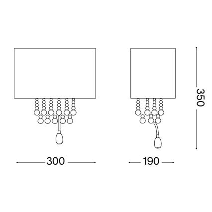 Ideal Lux - LED Nástenné svietidlo 2xE14/40W/230V + LED/1W