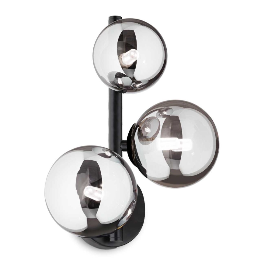 Ideal Lux - LED Nástenné svietidlo PERLAGE 3xG9/3W/230V čierna/dymová