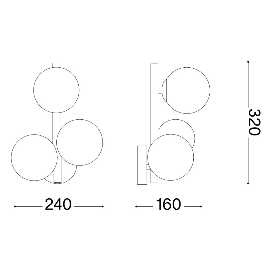 Ideal Lux - LED Nástenné svietidlo PERLAGE 3xG9/3W/230V čierna/dymová