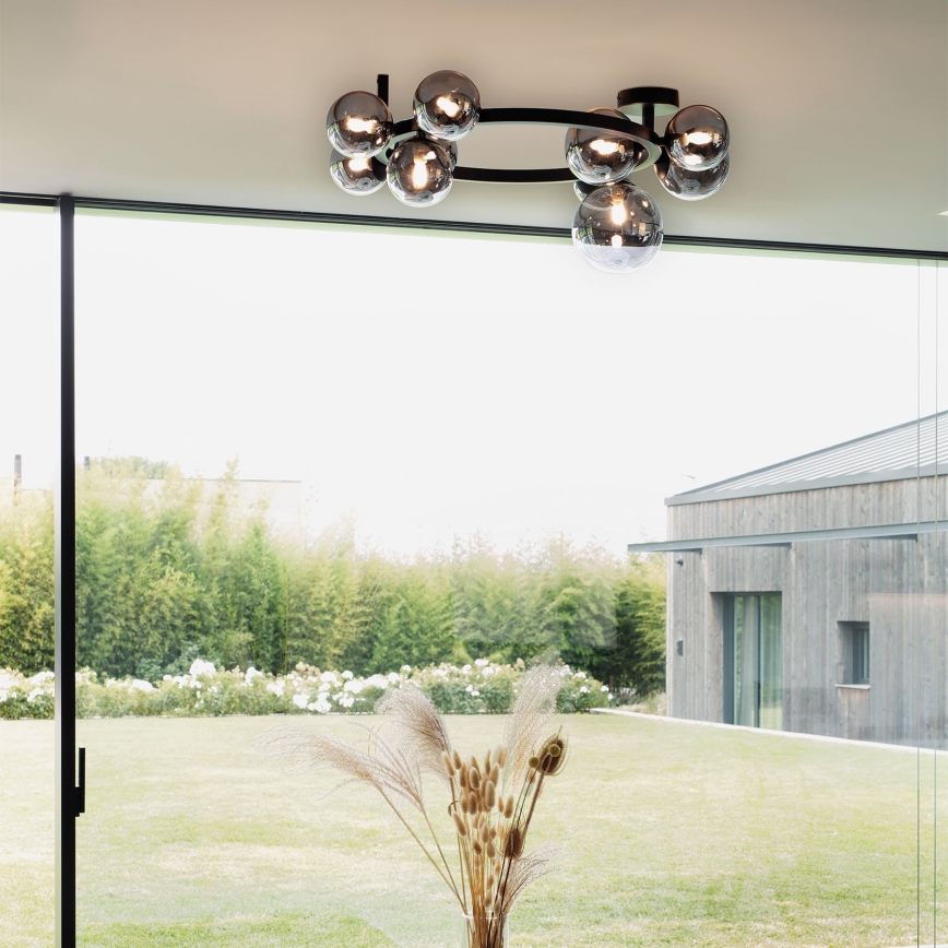 Ideal Lux - LED Prisadený luster PERLAGE 10xG9/3W/230V pr. 70 cm čierna/dymová