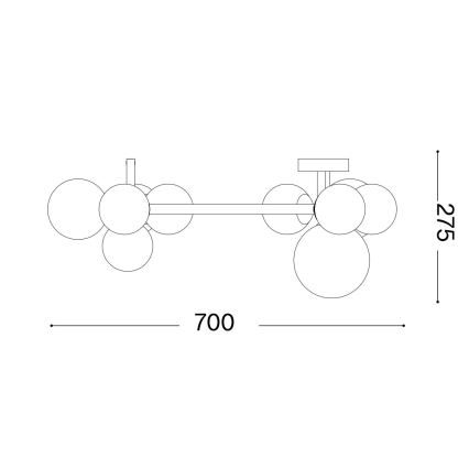 Ideal Lux - LED Prisadený luster PERLAGE 10xG9/3W/230V pr. 70 cm čierna/dymová