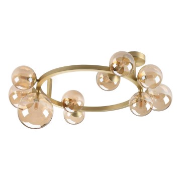 Ideal Lux - LED prisadený luster PERLAGE 10xG9/3W/230V pr. 70 cm zlatá/dymová béžová