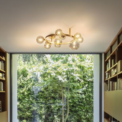 Ideal Lux - LED prisadený luster PERLAGE 10xG9/3W/230V pr. 70 cm zlatá/dymová béžová