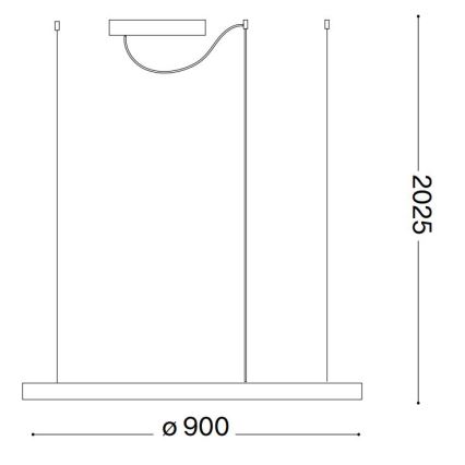 Ideal Lux - LED Stmievateľný luster na lanku ORACLE SLIM LED/42W/230V 4000K pr. 90 cm CRI 90 čierna