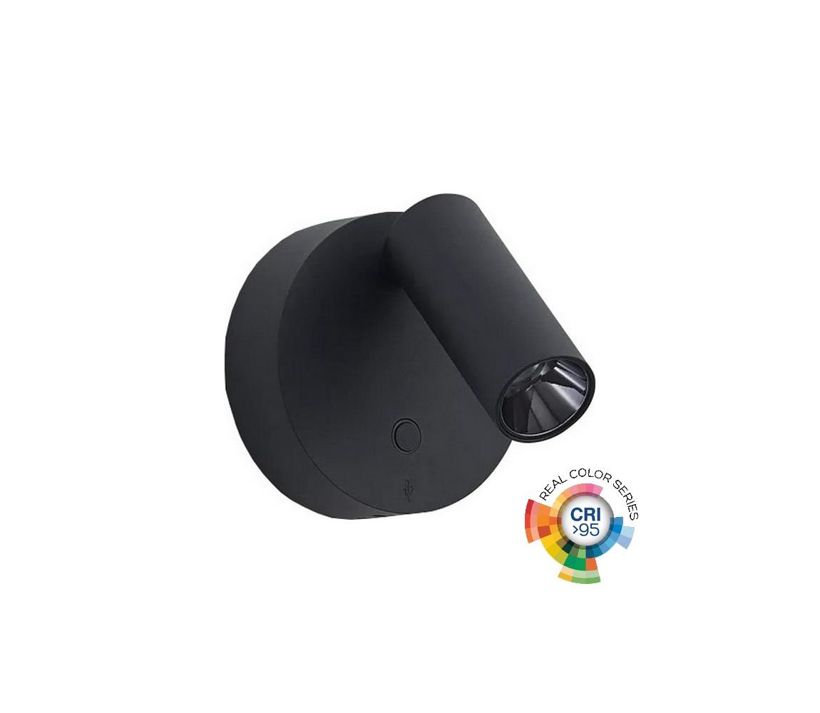 Ideal Lux - LED stmievateľné nástenné bodové svietidlo ELF LED/3W/230V CRI95 čierne 347462