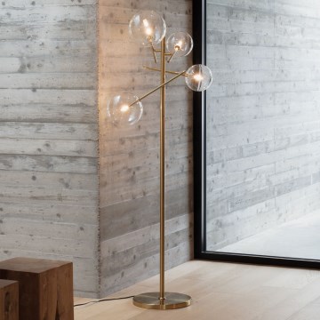 Ideal Lux - LED Stojacia lampa EQUINOXE 4xG4/2W/230V mosadz/číra