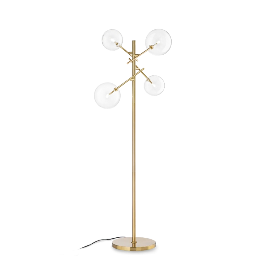 Ideal Lux - LED Stojacia lampa EQUINOXE 4xG4/2W/230V mosadz/číra