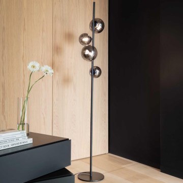 Ideal Lux - LED Stojacia lampa PERLAGE 4xG9/3W/230V čierna/dymová