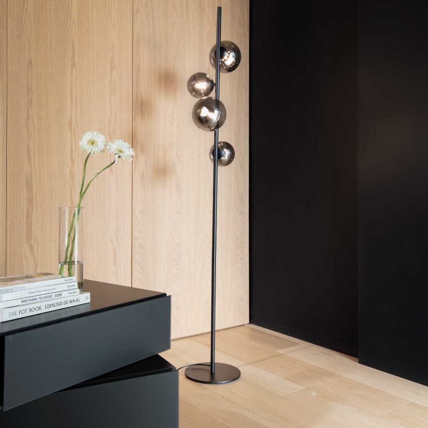 Ideal Lux - LED Stojacia lampa PERLAGE 4xG9/3W/230V čierna/dymová