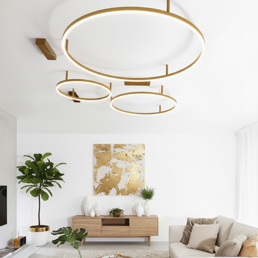 Ideal Lux - LED stropné svietidlo ORACLE SLIM LED/53W/230V 3000K CRI 90 pr. 90 cm zlaté