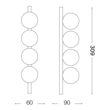 Ideal Lux - LED Stropné svietidlo PING PONG 4xLED/3W/230V CRI 90 mosadz
