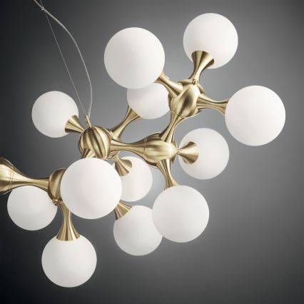 Ideal Lux - Luster na lane NODI 15xE14/28W/230V pr. 105 cm mosadz/biela