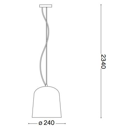 Závesné svietidlo s valcovitým tienidlom o priemere 240 mm visí na dvoch kábloch s dĺžkou 2340 mm.