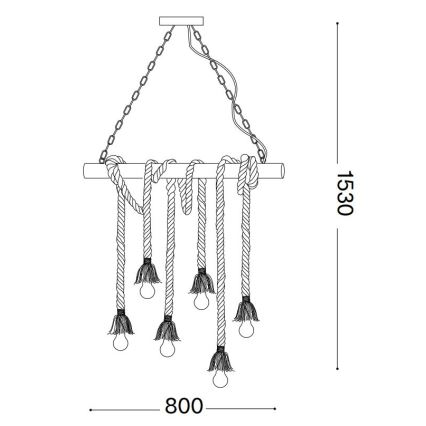 Ideal Lux - Luster na lanku CANAPA 6xE27/15W/230V hnedá