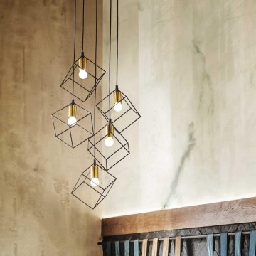 Ideal Lux - Luster na lanku ICE 5xE27/60W/230V pr. 50 cm čierna