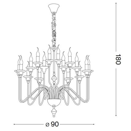 Ideal Lux - Luster na reťazi ARTU 16xE14/40W/230V pr. 90 cm lesklý chróm