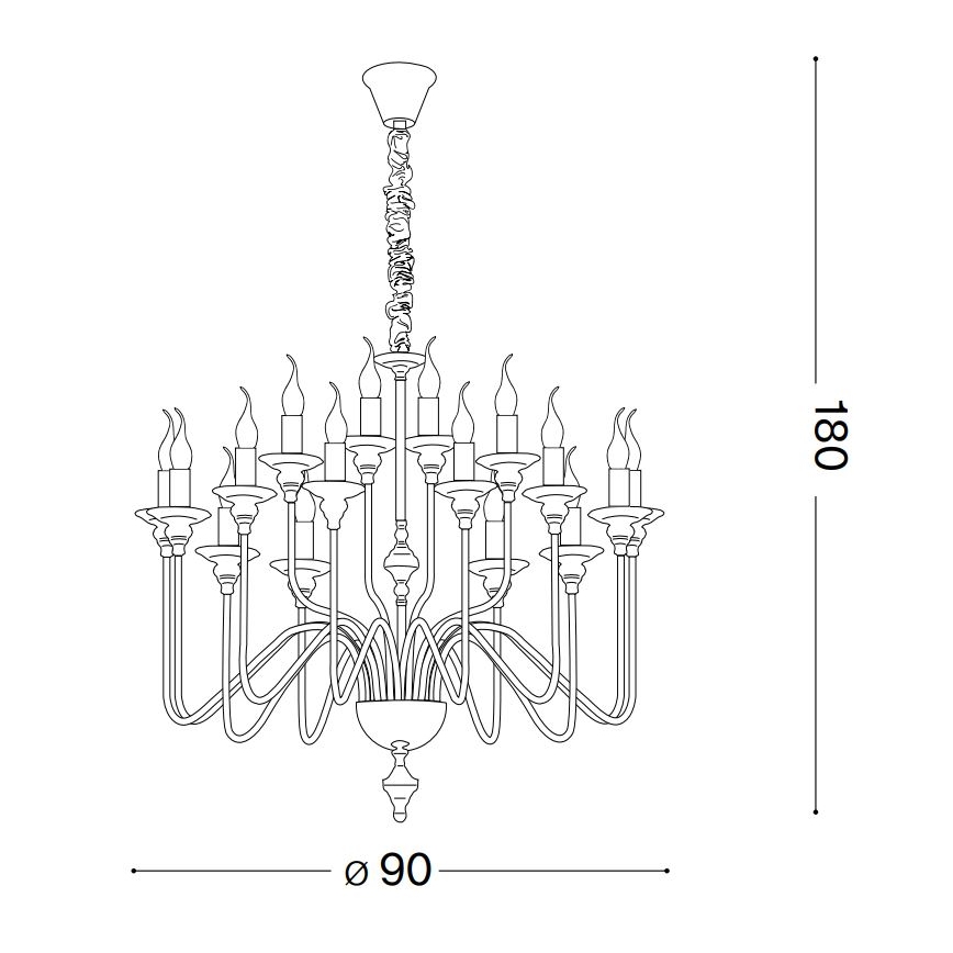 Ideal Lux - Luster na reťazi ARTU 16xE14/40W/230V pr. 90 cm lesklý chróm