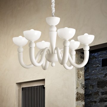 Ideal Lux - Luster na reťazi BON BON 8xE14/28W/230V pr. 95,5 cm biela