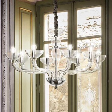 Ideal Lux - Luster na reťazi CASANOVA 8xE14/40W/230V pr. 88 cm číra