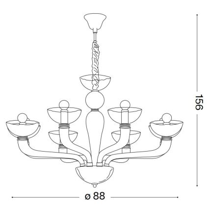 Ideal Lux - Luster na reťazi CASANOVA 8xE14/40W/230V pr. 88 cm číra