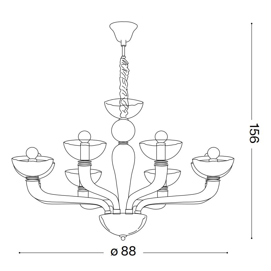 Ideal Lux - Luster na reťazi CASANOVA 8xE14/40W/230V pr. 88 cm číra