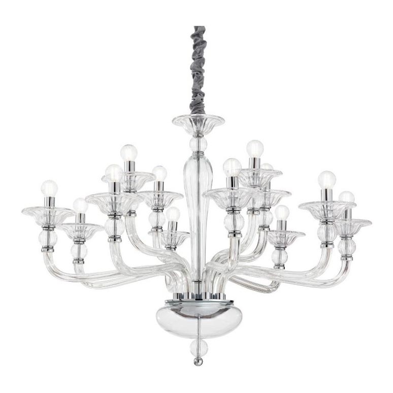 Ideal Lux - Luster na reťazi DANIELI 12xE14/40W/230V pr. 94 cm číra