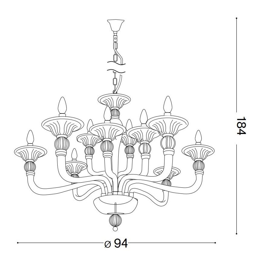 Ideal Lux - Luster na reťazi DANIELI 12xE14/40W/230V pr. 94 cm mosadz