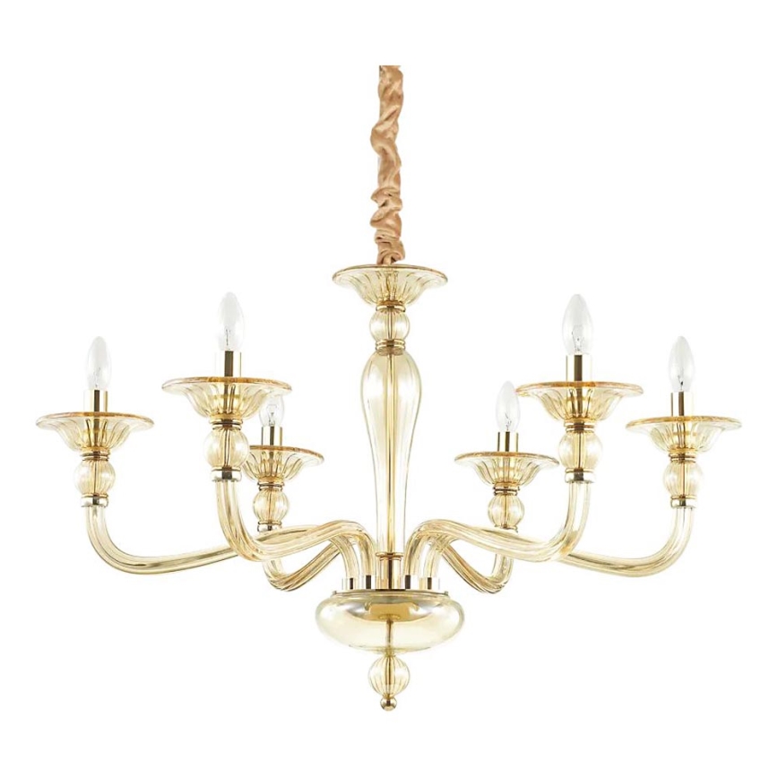 Ideal Lux - Luster na reťazi DANIELI 6xE14/40W/230V pr. 85 cm mosadz