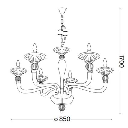 Ideal Lux - Luster na reťazi DANIELI 6xE14/40W/230V pr. 85 cm mosadz