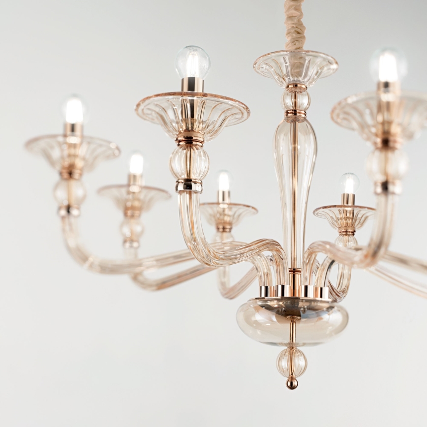 Ideal Lux - Luster na reťazi DANIELI 8xE14/40W/230V pr. 85 cm mosadz
