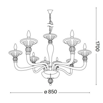 Ideal Lux - Luster na reťazi DANIELI 8xE14/40W/230V pr. 85 cm mosadz