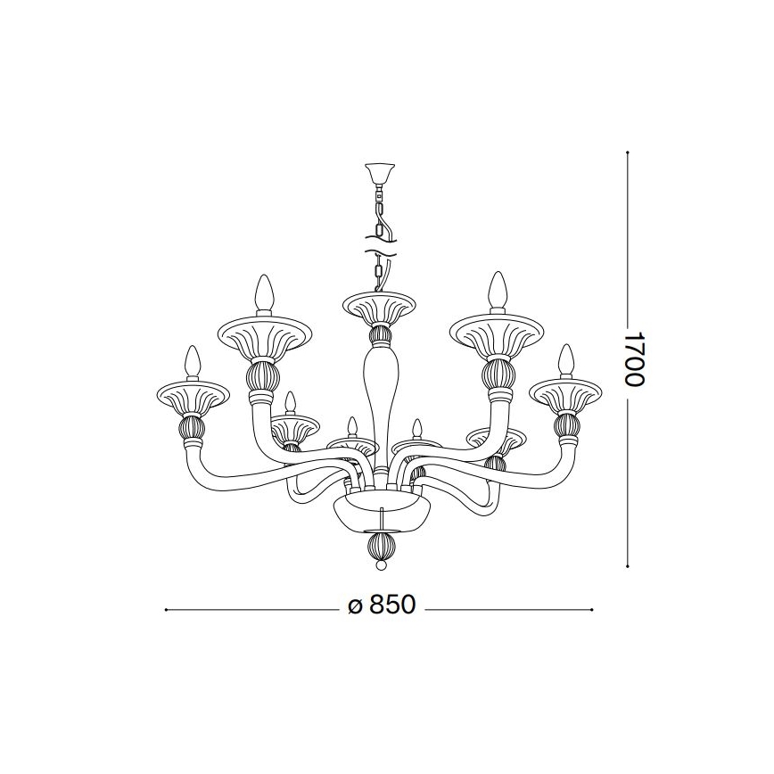Ideal Lux - Luster na reťazi DANIELI 8xE14/40W/230V pr. 85 cm mosadz