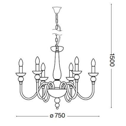 Ideal Lux - Luster na reťazi DOGE 6xE14/40W/230V pr. 75 cm lesklý chróm