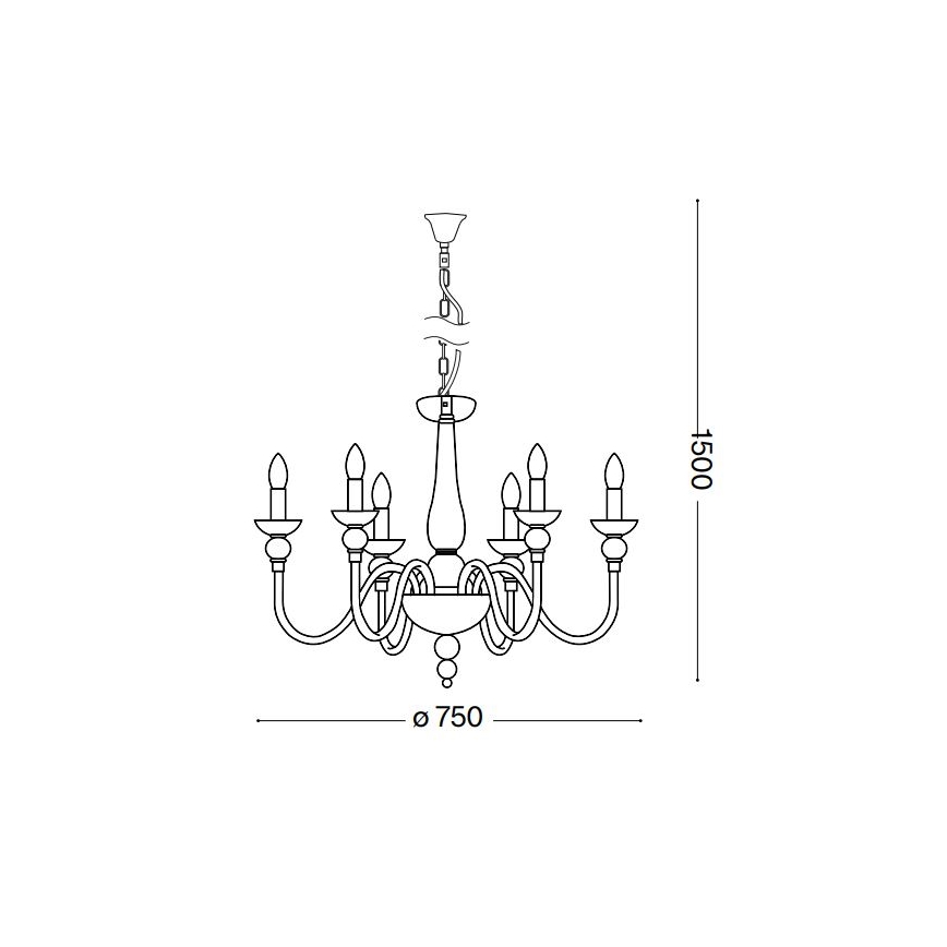 Ideal Lux - Luster na reťazi DOGE 6xE14/40W/230V pr. 75 cm lesklý chróm