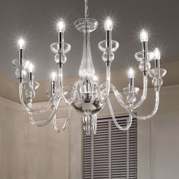 Ideal Lux - Luster na reťazi DOGE 9xE14/40W/230V pr. 75 cm lesklý chróm