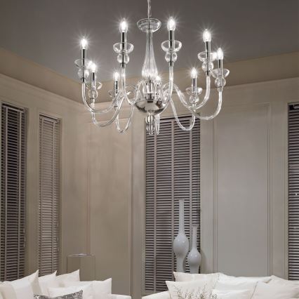 Ideal Lux - Luster na reťazi DOGE 9xE14/40W/230V pr. 75 cm lesklý chróm