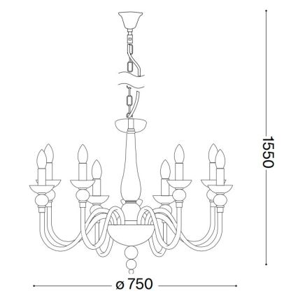 Ideal Lux - Luster na reťazi DOGE 9xE14/40W/230V pr. 75 cm lesklý chróm