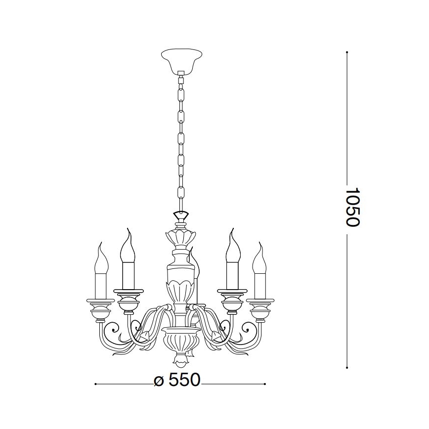 Ideal Lux - Luster na reťazi FIRENZE 5xE14/40W/230V pr. 55 cm biela/zlatá