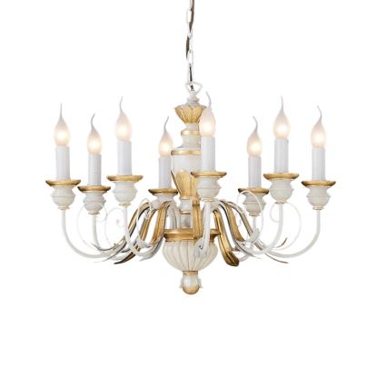 Ideal Lux - Luster na reťazi FIRENZE 8xE14/40W/230V pr. 64 cm biela/zlatá