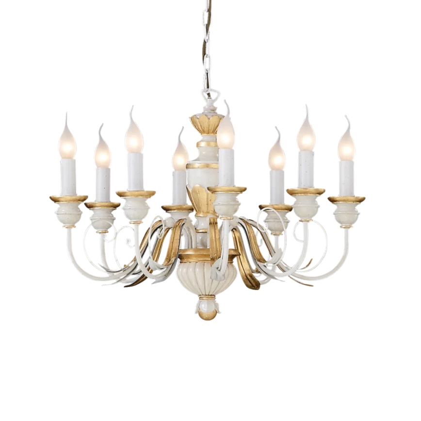 Ideal Lux - Luster na reťazi FIRENZE 8xE14/40W/230V pr. 64 cm biela/zlatá