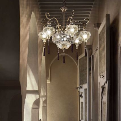 Ideal Lux - Luster na reťazi HAREM 9xE27/60W/230V pr. 75 cm mosadz