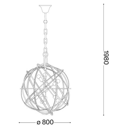 Ideal Lux - Luster na reťazi KONSE 7xE27/60W/230V pr. 80 cm zlatý